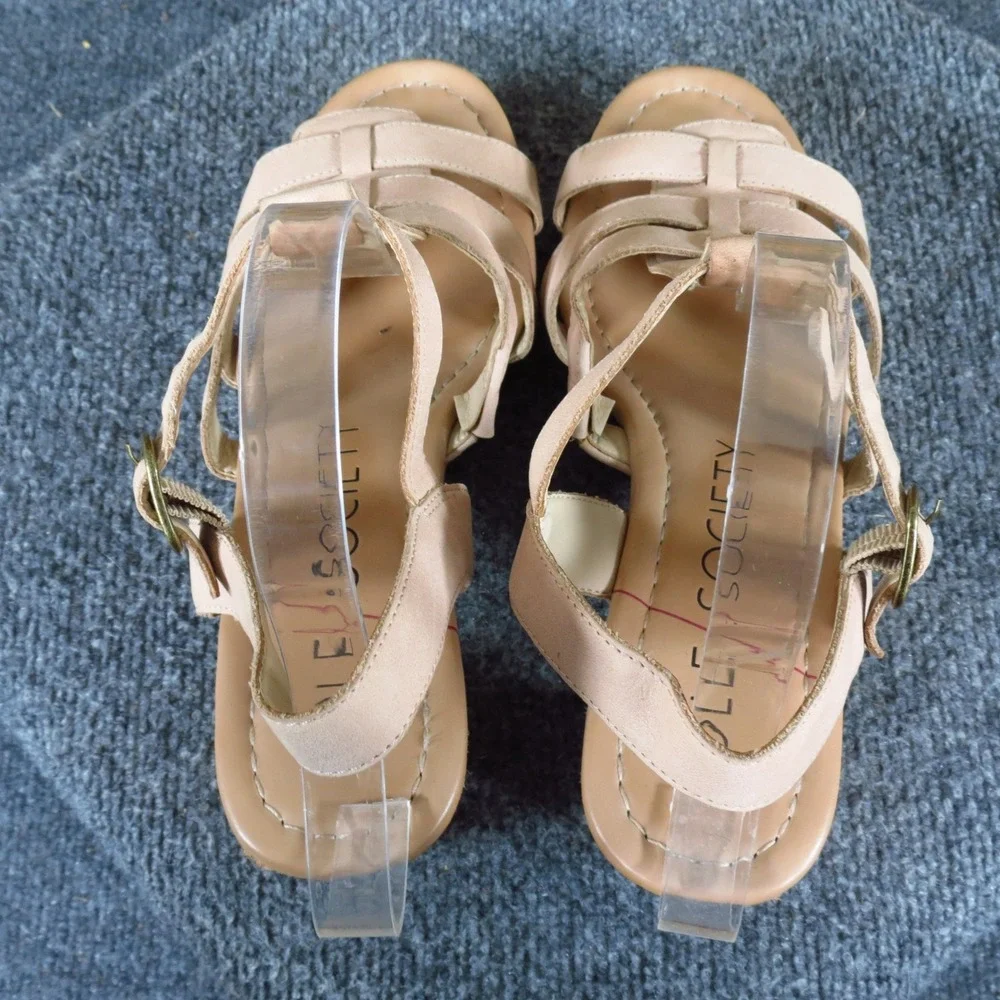 Sole Society Nermila Womens Platform Sandal Size 9M Dressy Nude Leather Heel